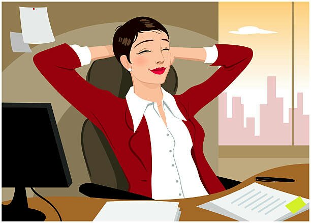 Image Illustration of businesswoman sitting at office